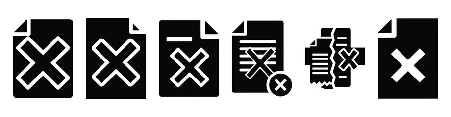 Obraz premium Set of contract termination cross vector icons isolated on white background. Vector illustration. Black flat design