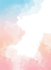 Obraz premium Pastel Blue, Pink, and Peach Watercolor Background with Gold Speckles for Elegant Invitations and Digital Designs 