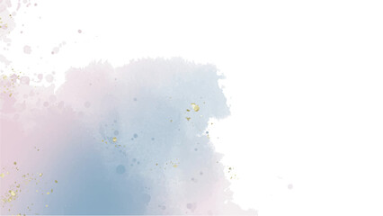 Obraz premium Pastel Blue Pink Watercolor Background with Gold Specks for Elegant and Artistic Design Projects 