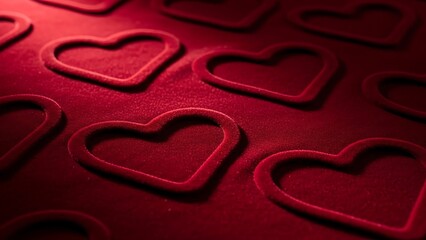 Rows of red velvet heart outlines