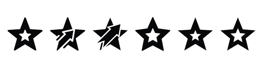 Set of operational excellence star vector icons isolated on white background. Vector illustration. Black flat design