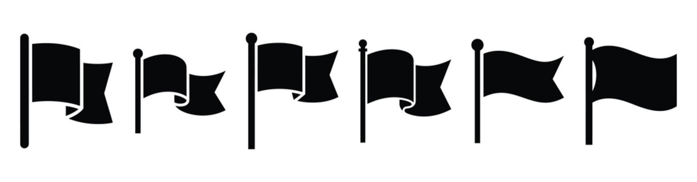 Set of mission statement flag vector icons isolated on white background. Vector illustration. Black flat design