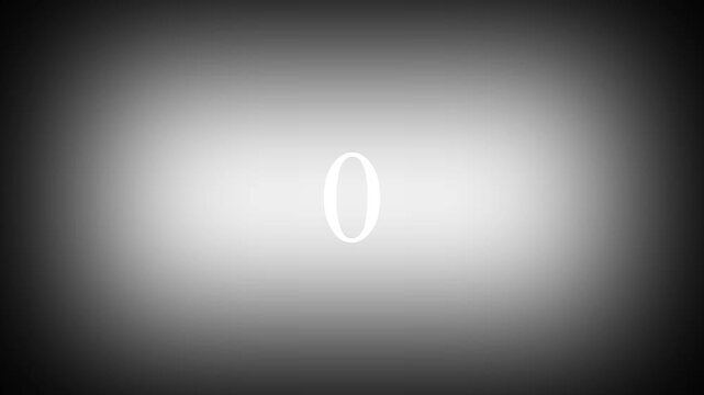 White Number 10 With Cross Lines On Black Background. Countdown movie from 10 to 0 number.