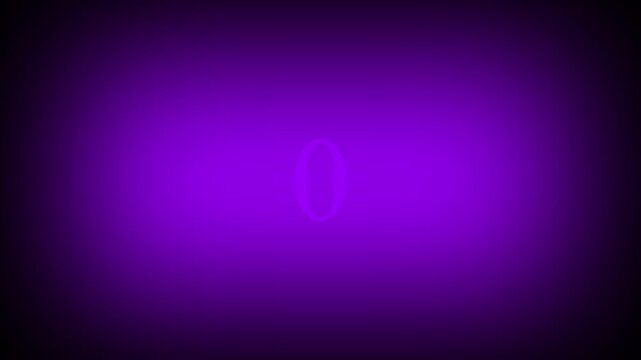 Purple Number 10 With Cross Lines On Black Background. Countdown movie from 10 to 0 number.