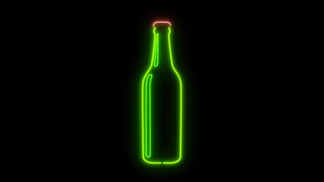 A glowing neon sign with an image on a dark background, symbolizing various themes, food, drinks, cafes, bars, flowers, beauty, cars, and other items.