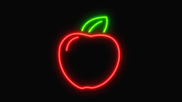 A glowing neon sign with an image on a dark background, symbolizing various themes, food, drinks, cafes, bars, flowers, beauty, cars, and other items.