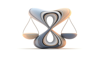 An artistic balance scale in abstract form. The design features soft colors and elegant lines, symbolizing equilibrium isolated on white background.generative ai