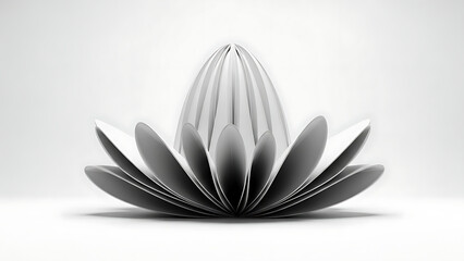 A stunning artistic representation of a lotus flower, its petals gracefully displayed  isolated on white background.generative ai