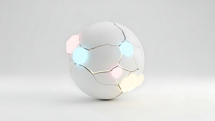 A cracked egg with glowing geometric shapes, illustrating technology, innovation, and connection. The egg shows cracks, with each point of breakage lit up isolated on white background.generative ai