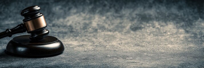 Obraz premium Legal System Concept Featuring Gavel Silhouette on Clean Surface With Empty Space for Text and Neutral Tones, Setting a Serious Tone