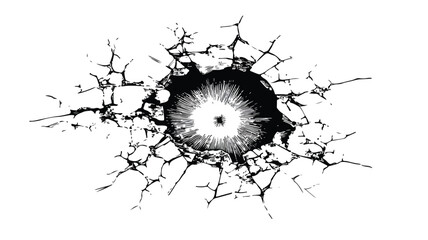Bullet Hole Black and White Vector Illustration