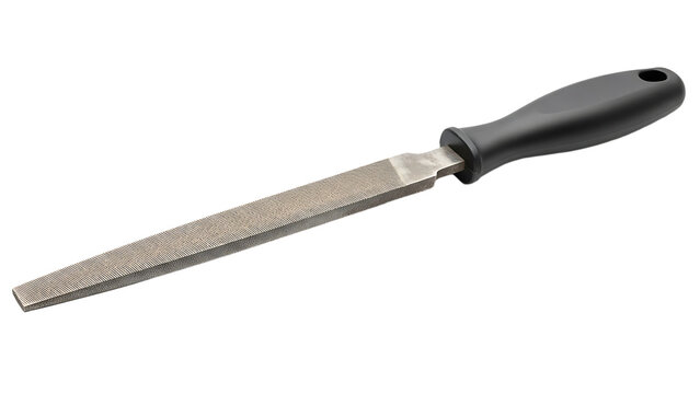 Hand File Metal Tool with Black Handle for Sharpening and Smoothing Surfaces