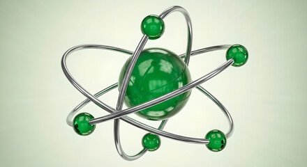 Atomic Model Science Green Sphere Orbiting Structure Technology