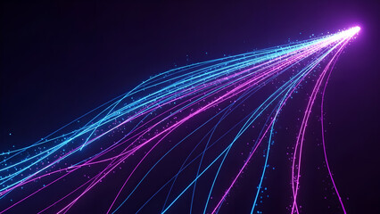 Digital Data Network Flow Lines Blue Magenta Glowing