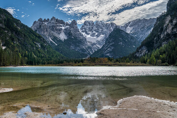 Lago di Landro or lake Landro, Dolomites, Italy