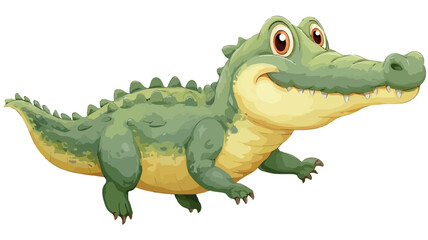 Obraz premium Adorable Cartoon Crocodile Illustration with Outline on White Background