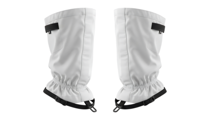 White Snow Gaiters with Black Buckles for Winter Outdoor Activities