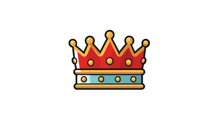 Regal King Flat Vector Icon on White Background with Outline - Vector Illustration