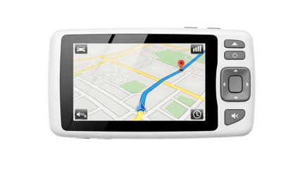 GPS Navigation Device with Map Display Showing Route and Directions