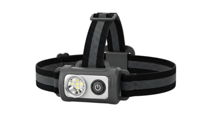 Black Headlamp with Adjustable Strap and Bright LED Light for Outdoor Activities