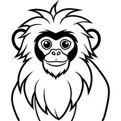 Obraz premium Langur Line Art Vector Illustration on White Background