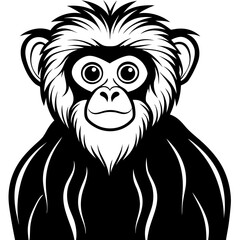 Obraz premium Langur Line Art Vector Illustration on White Background