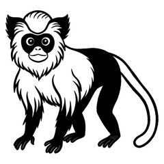 Obraz premium Langur Line Art Vector Illustration on White Background