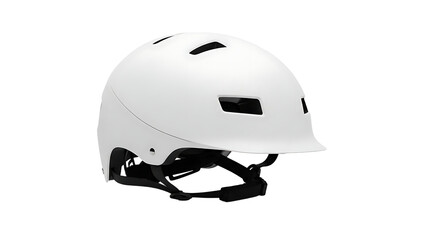 Fototapeta premium White Bicycle Helmet with Ventilation Openings and Adjustable Strap on White Background