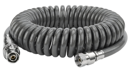 Coiled Grey Flexible Hose with Metal Connectors for Industrial Use