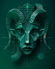 Capricorn Zodiac Pop Art Background with Colorful Bull Symbol