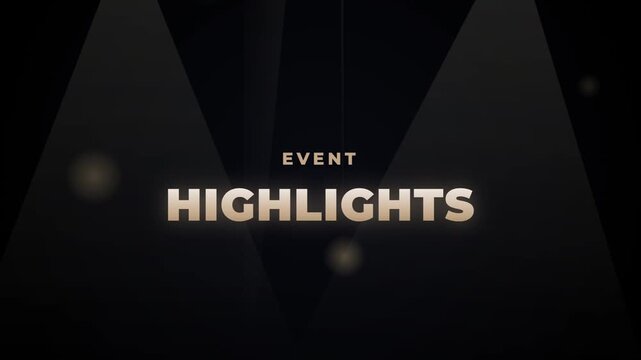 Event Highlights Gold Text Animation with Rays and Sparkles