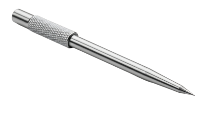 Metallic Silver Ballpoint Pen with Textured Grip on White Background