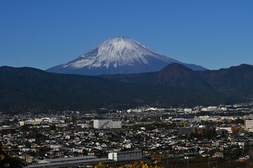 A view of Mt. Fuji in winter. For the Japanese, Mt. Fuji is a special mountain that has been felt to be divine and an object of prayer.