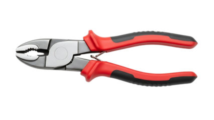 Adjustable Pliers Hand Tool with Red and Black Handles on White Background