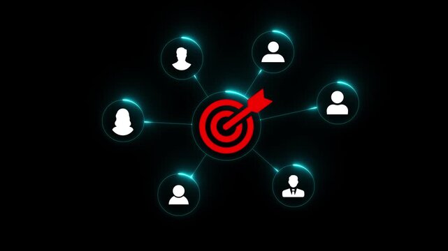 Target audience, customer segment analysis, marketing and advertising. 3D target attracting audience, Motion graphics of audience marketing concept.