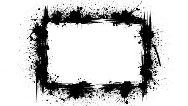 Black ink splatter frame border on for creative design
