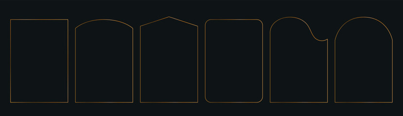Thin set gold elegant luxury frames. Vector simple line gold border square. Premium design template for card, cosmetic, wedding, gala invitation.