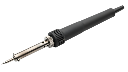 Soldering Iron Hand Tool with Black Handle and Metal Tip for Electronics Work