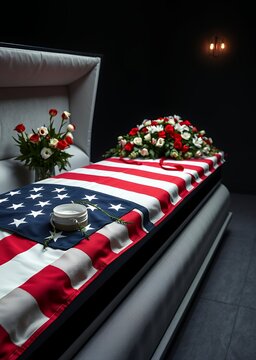 American flag on a casket funeral flowers funeral flower death grief ceremony floral loss dead sadness cemetery bouquet mourning