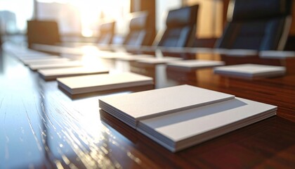 Conference Room Table with Name Cards in Focus.