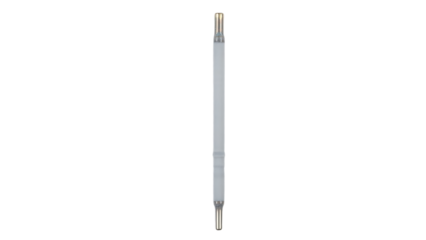 Glass Thermometer with Silver Tip on White Background