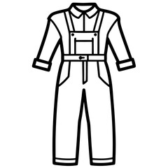 Mechanic Jumpsuit Silhouette Vector &ndash; Black on White