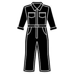 Mechanic Jumpsuit Silhouette Vector &ndash; Black on White