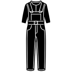 Mechanic Jumpsuit Silhouette Vector &ndash; Black on White