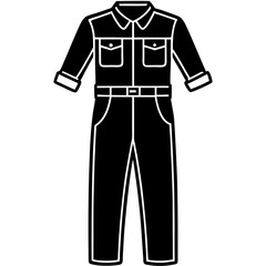 Mechanic Jumpsuit Silhouette Vector &ndash; Black on White