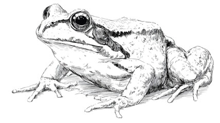 Naklejka premium Cheerful Humanized Frog Sketch Vector Illustration with Outline