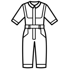 Mechanic Jumpsuit Silhouette Vector &ndash; Black on White