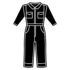 Mechanic Jumpsuit Silhouette Vector &ndash; Black on White