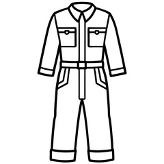 Mechanic Jumpsuit Silhouette Vector &ndash; Black on White