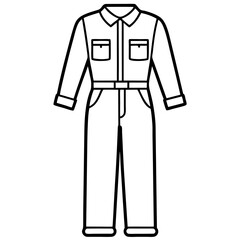 Mechanic Jumpsuit Silhouette Vector &ndash; Black on White